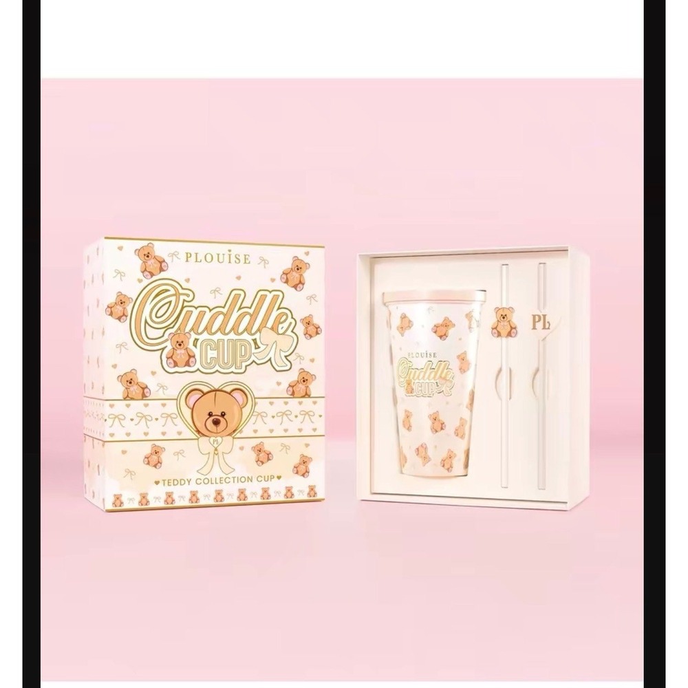 PLOUISE Boxed Teddy Collection Cup Tumbler with Straw